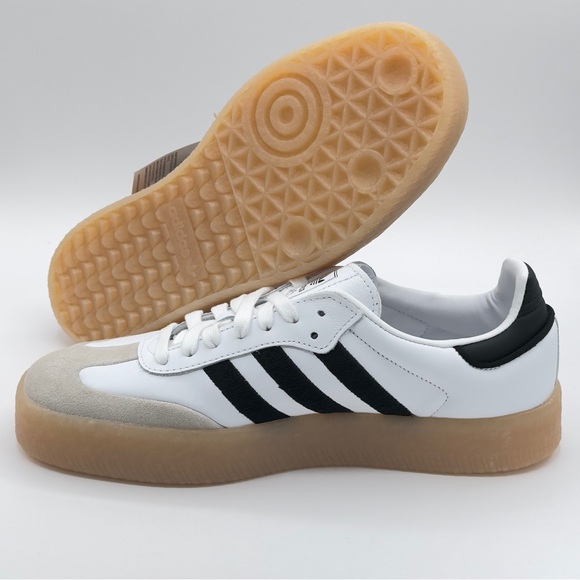 Women’s Adidas originals SAMBAE Sneakers White/Black/Gum IG5744 leather Size 10 - Picture 5 of 12